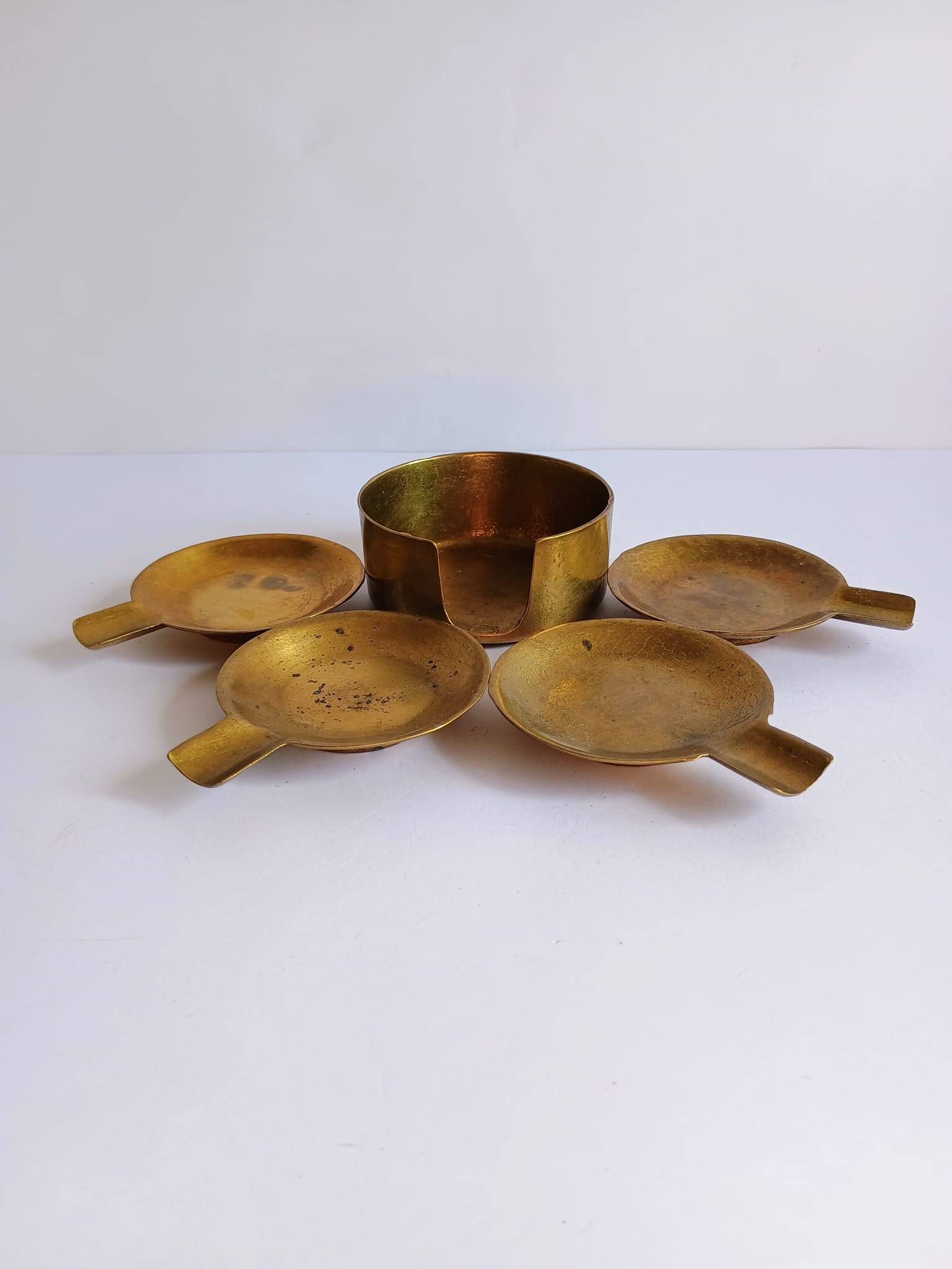 Set of 4 vintage brass nesting ashtrays