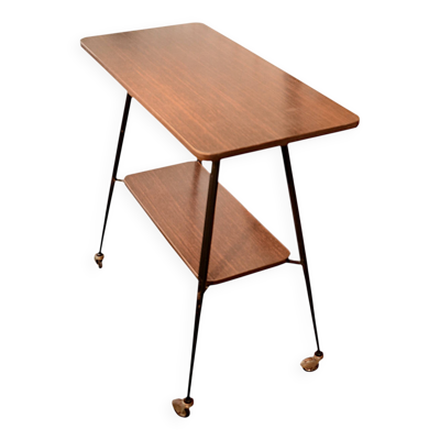 Table desserte à roulettes en formica chocolat 73x36cm