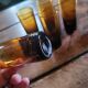 6 amber liqueur glasses from the 70s