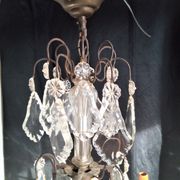 Old chandelier with tassels, bronze and crystal, 8 lights. Louis XV style.