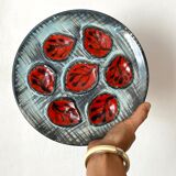 Vintage MBFA Pornic oyster barbotine plates from the 60s