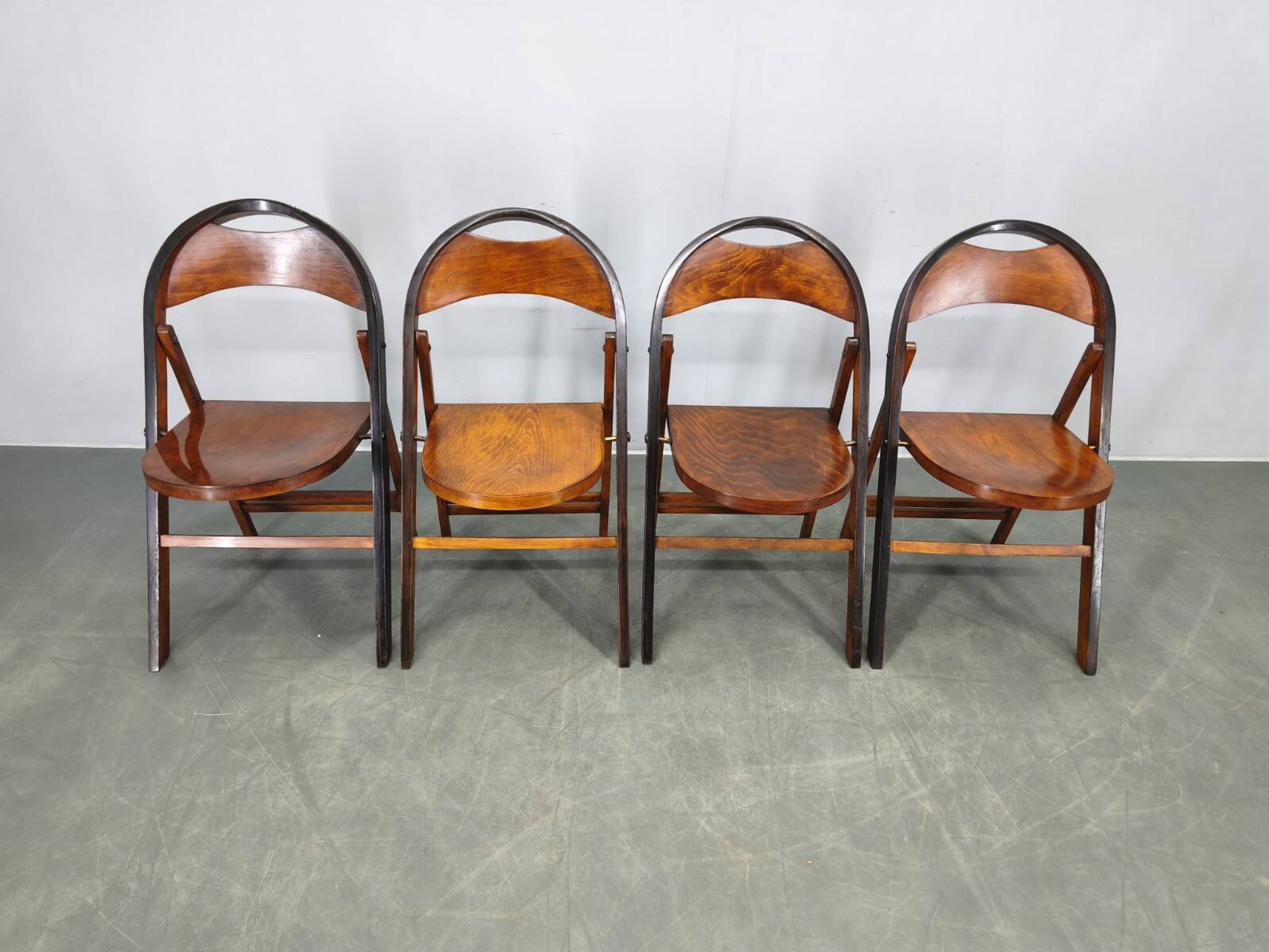 Set of Four Bauhaus Folding Chairs B751 by Ligna, Czechoslovakia 1930s