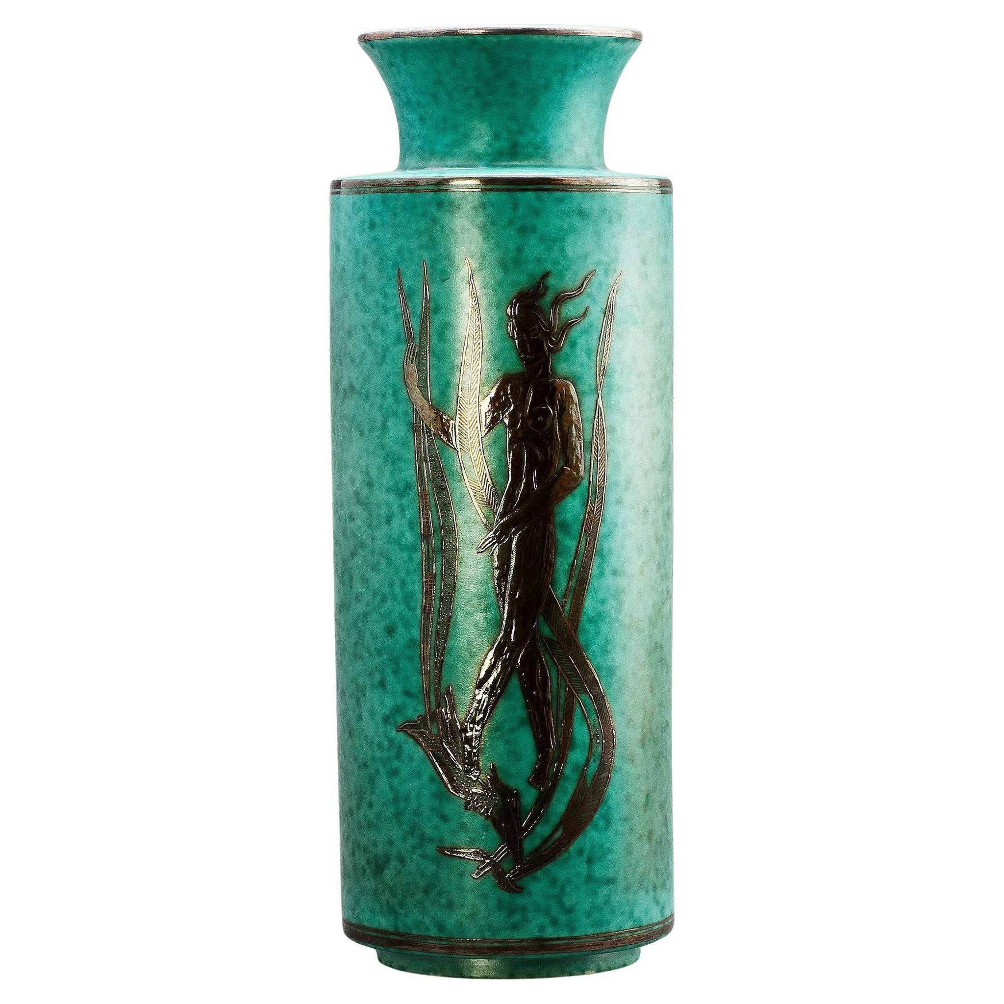 Wilhelm kage grand vase "argenta" gustavsberg suède années 50 marqué