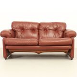 Coronado two-seater sofa by Tobia Scarpa in cognac leather, 1969