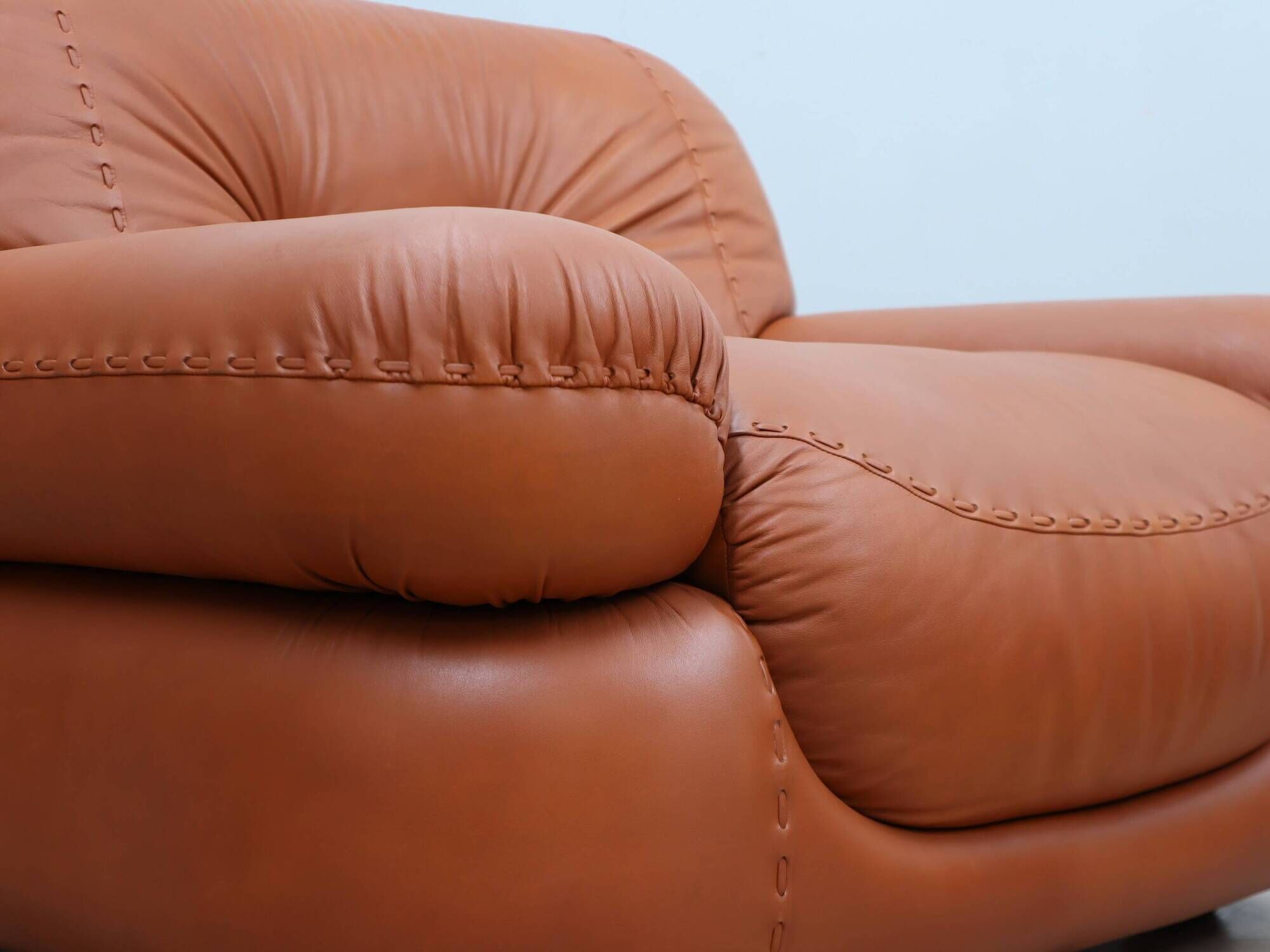 Sapporo cognac leather armchairs by Mobil GIRGI 1970s