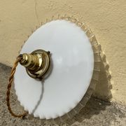 Vintage suspension in opaline glass shape pleated handkerchief Diameter 24 cm brass claw