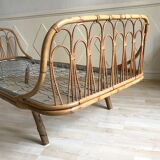 Bed bench into rattan vintage 1960