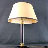 Mid-Century France Leather and Brass Table Lamp