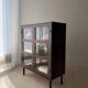 Mid-century display cabinet dark wood glass