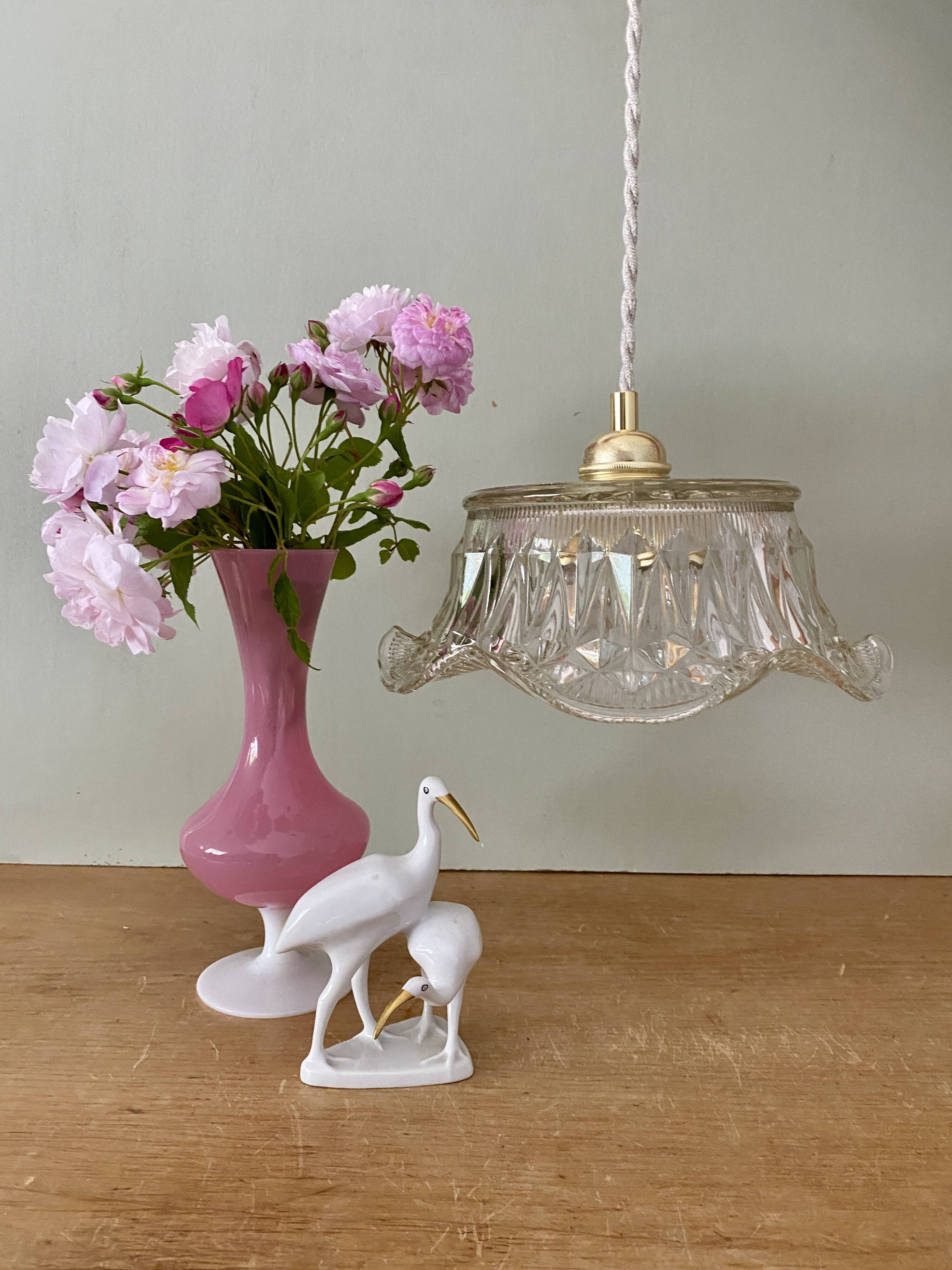 Vintage molded glass lampshade pendant light - tableware collection -