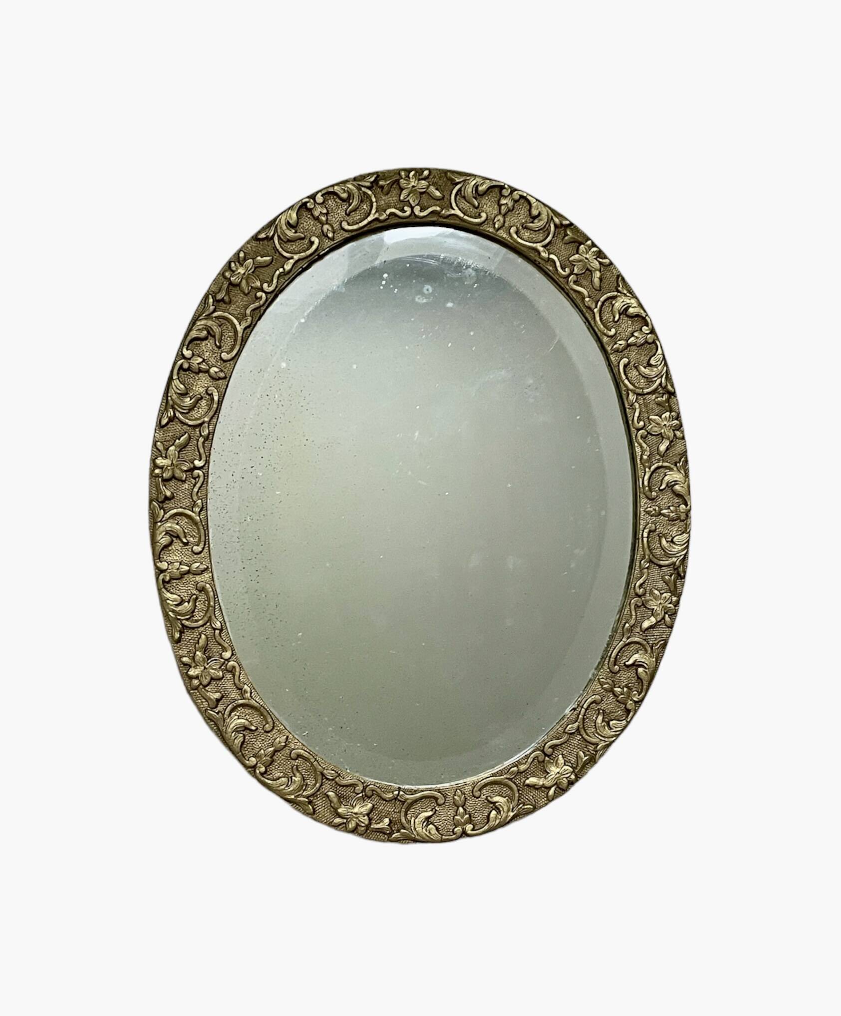 19th century beveled oval mirror