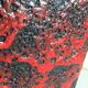Vase rectangulaire rouge et noir en ceramique Fat Lava / vintage années 60-70