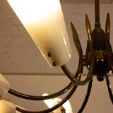 Vintage Italian radial spider chandelier with frosted shades, 1970s