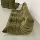 Vintage 2 and 3 seater green velvet togo set