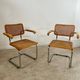 Lot 2 vintage Cesca B64 armchairs design Marcel Breuer 1970 Made in Italy light wood