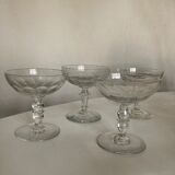 Set of 4 19th glass cups with cut sides