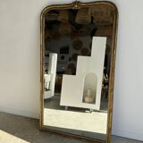 Large gilded mirror 19th century rounded corners mercury glass Louis XVI style