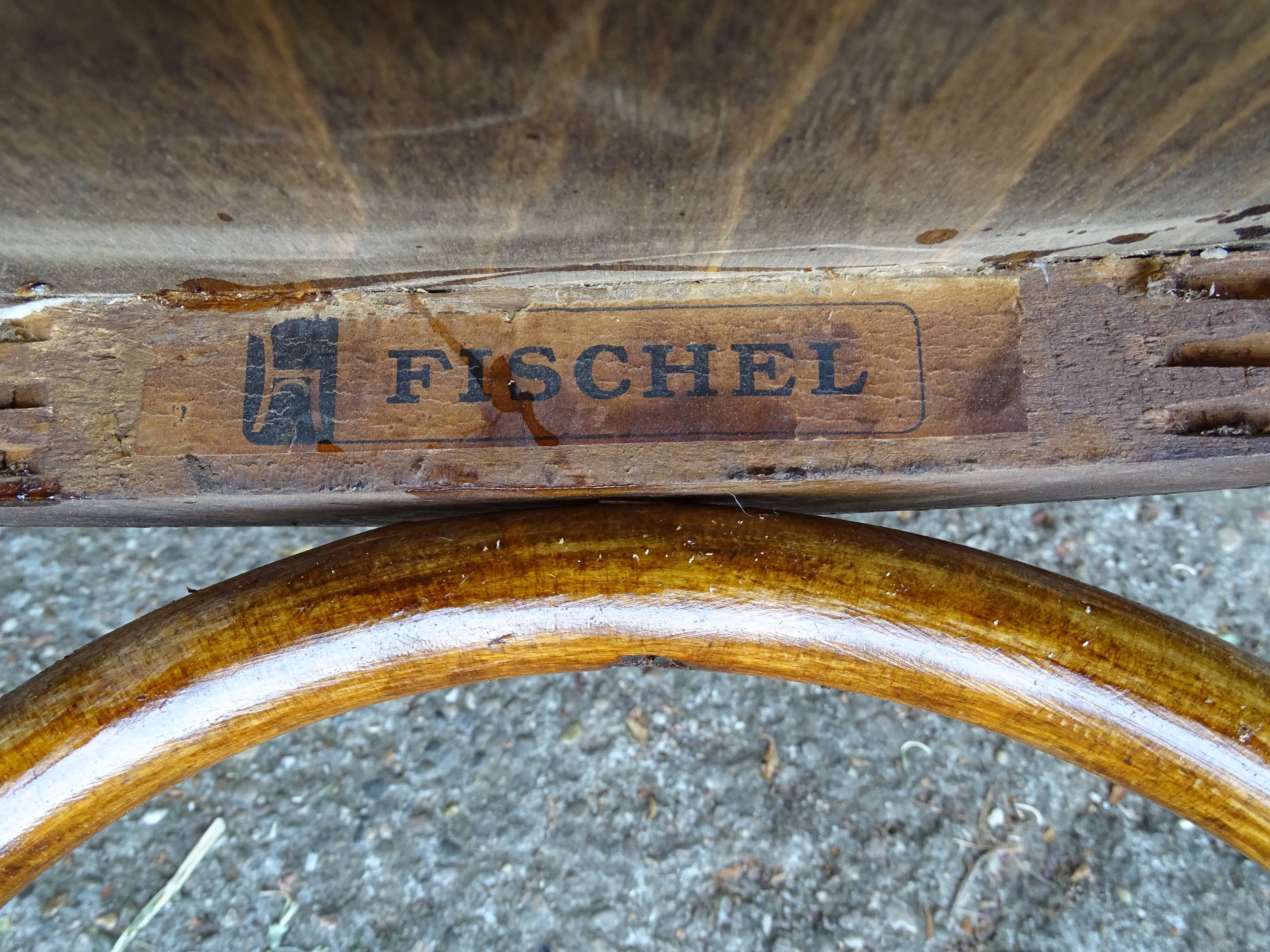 2 chaises bistrot par Fischel 1930 assises bois