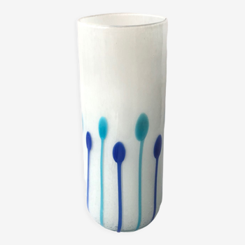 Vase en verre bleu et bleu turquoise vintage