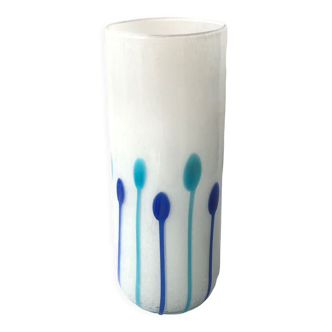 Vintage blue and turquoise blue glass vase