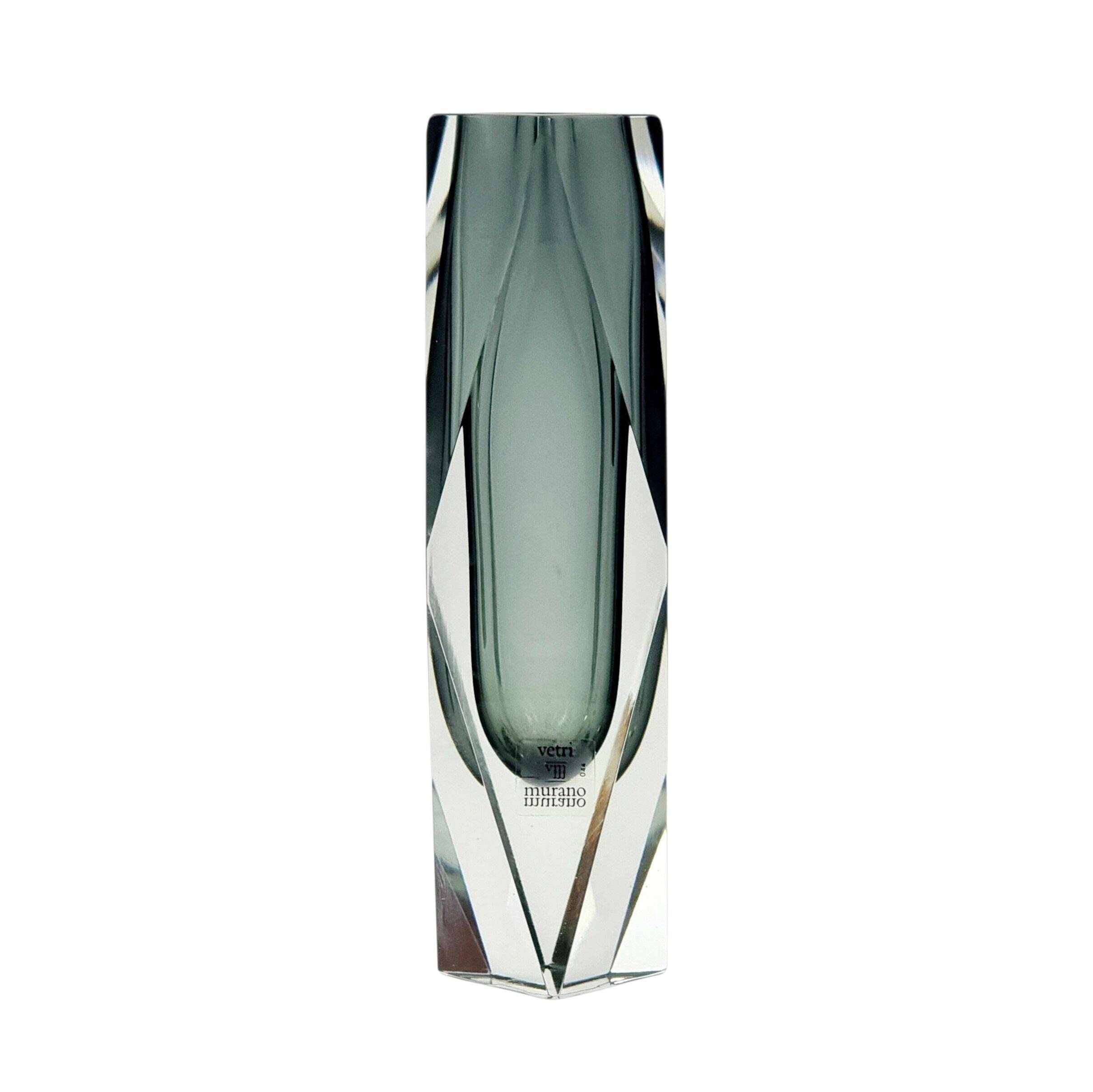 Labelled Sommerso Murano Glass Vase by F. Poli for A. Mandruzzato, Italy