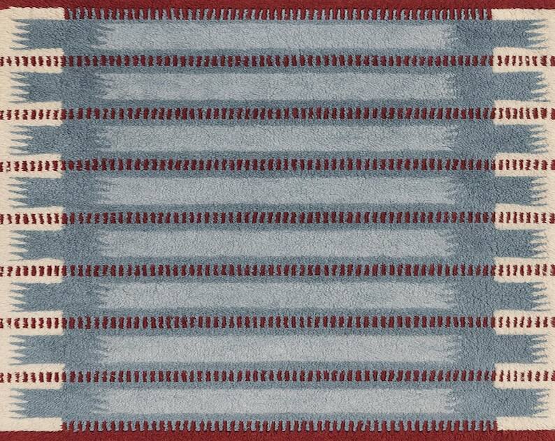 Beni Ourain Berber rug in wool with blue stripes 150/250cm