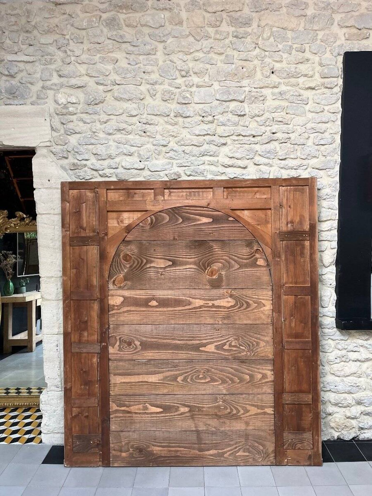 Important Antique Boiserie 176.5cm/158cm 19th Century Fireplace Mirror with Pitted Glass