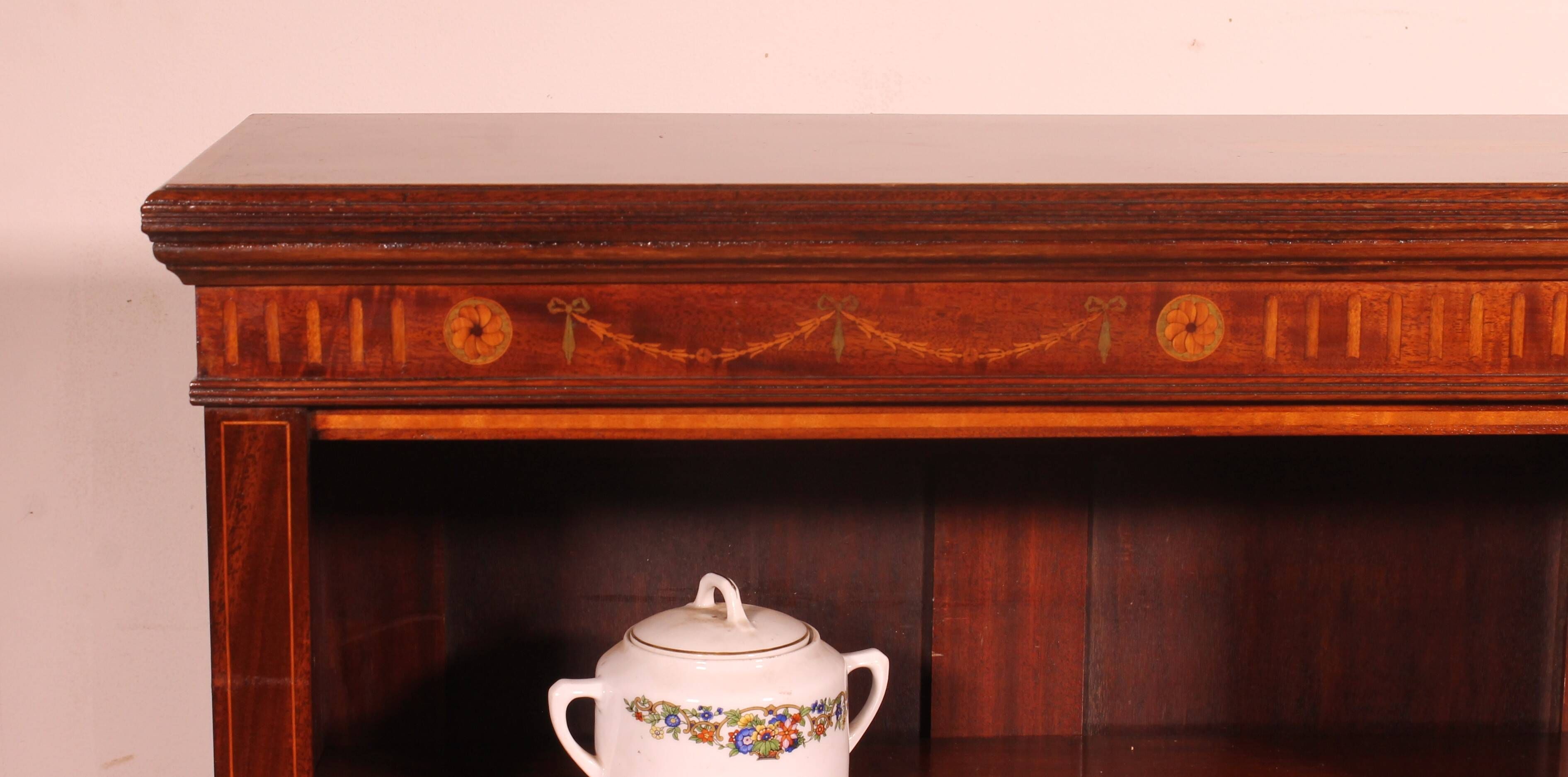 open mahogany library with inlays - 19th century