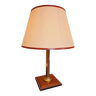 Lampe de bureau vintage en cuir marron et laiton, années 1960-70