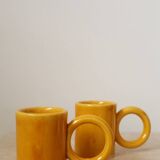 Handmade Mustard Yellow Round Handled Coffee Cup