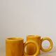 Handmade Mustard Yellow Round Handled Coffee Cup