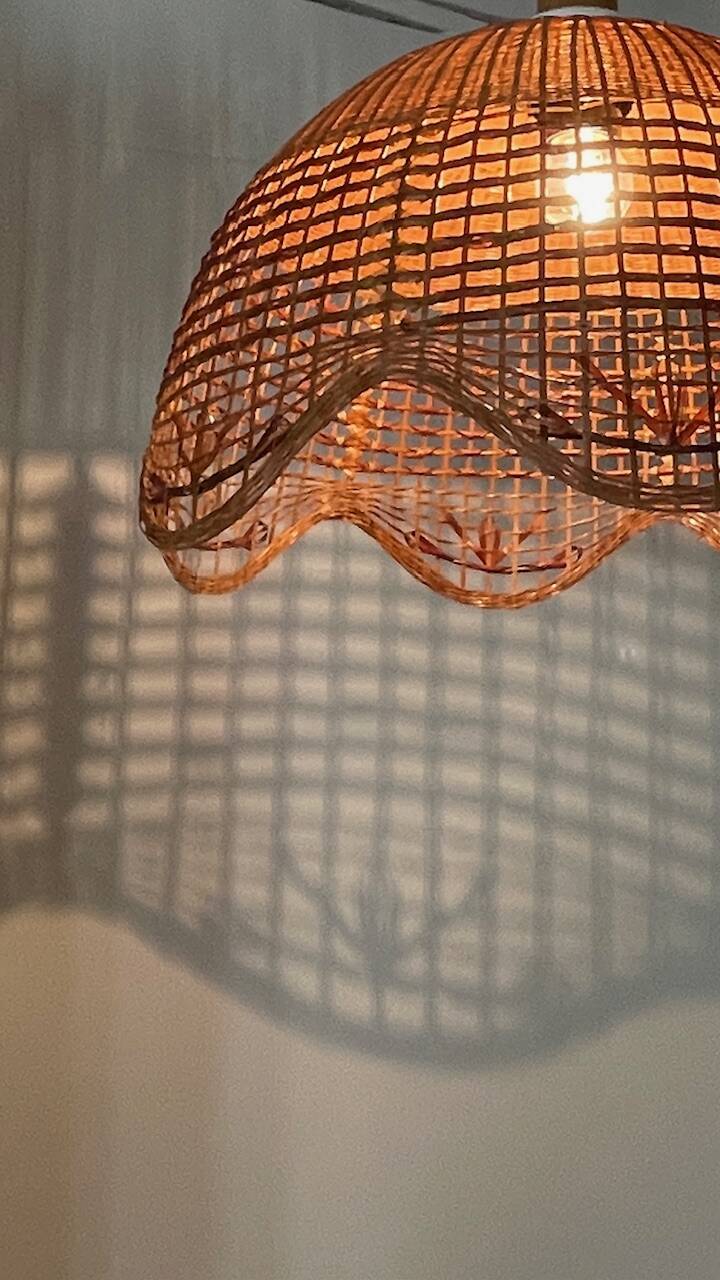 Vintage wicker flower pendant light