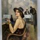 Élégante au chapeau Tableau signé