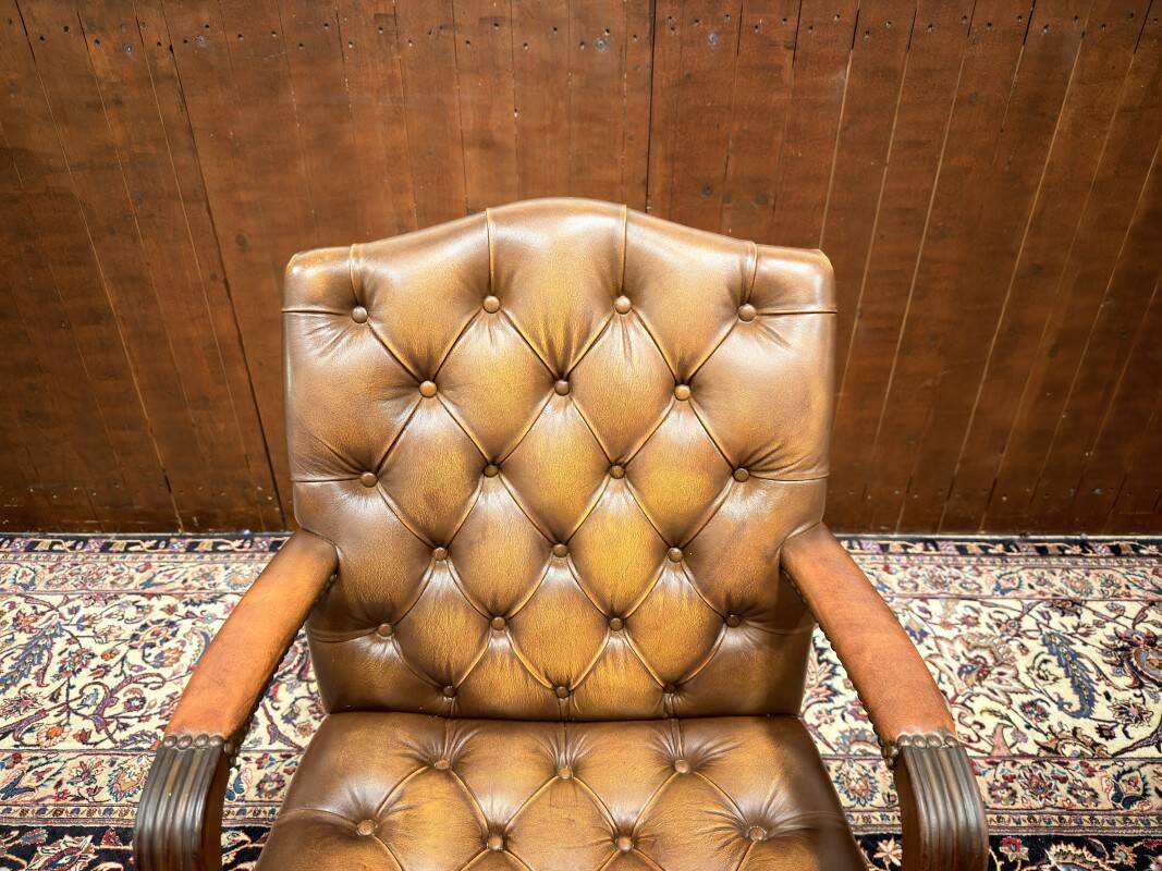 Brown Chesterfield President Chair