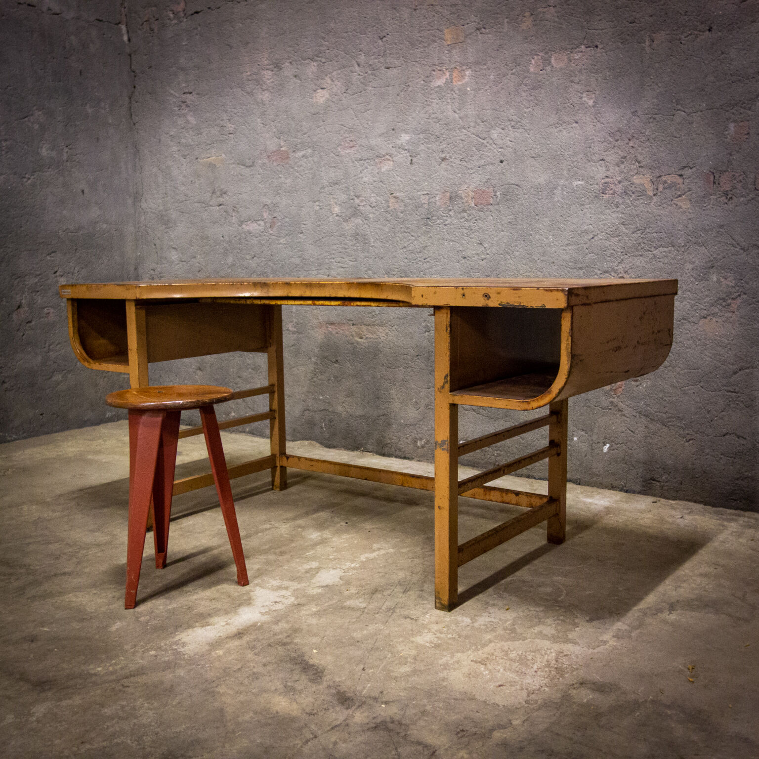 Industrial mailroom desk - patina - France 1950s