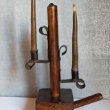 Rustic candle holder Art-popular solid wood and vintage wrought iron
