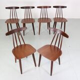 Poul Volther Set Of 6 Dinning Room Chairs "3705" For Fremel Røjle, Denmark, 1960