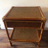 Pair of bedside in cannage and bamboo