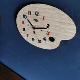 Vintage formica clock silent wall clock painter palette "Jura spruce"