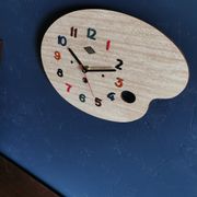 Vintage formica clock silent wall clock painter palette "Jura spruce"