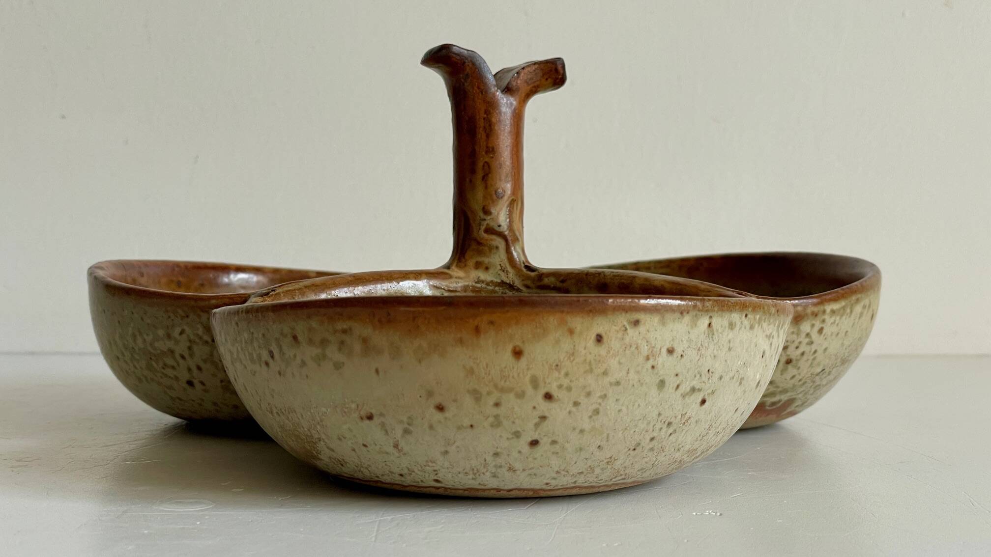 Vintage glazed stoneware appetizer dish