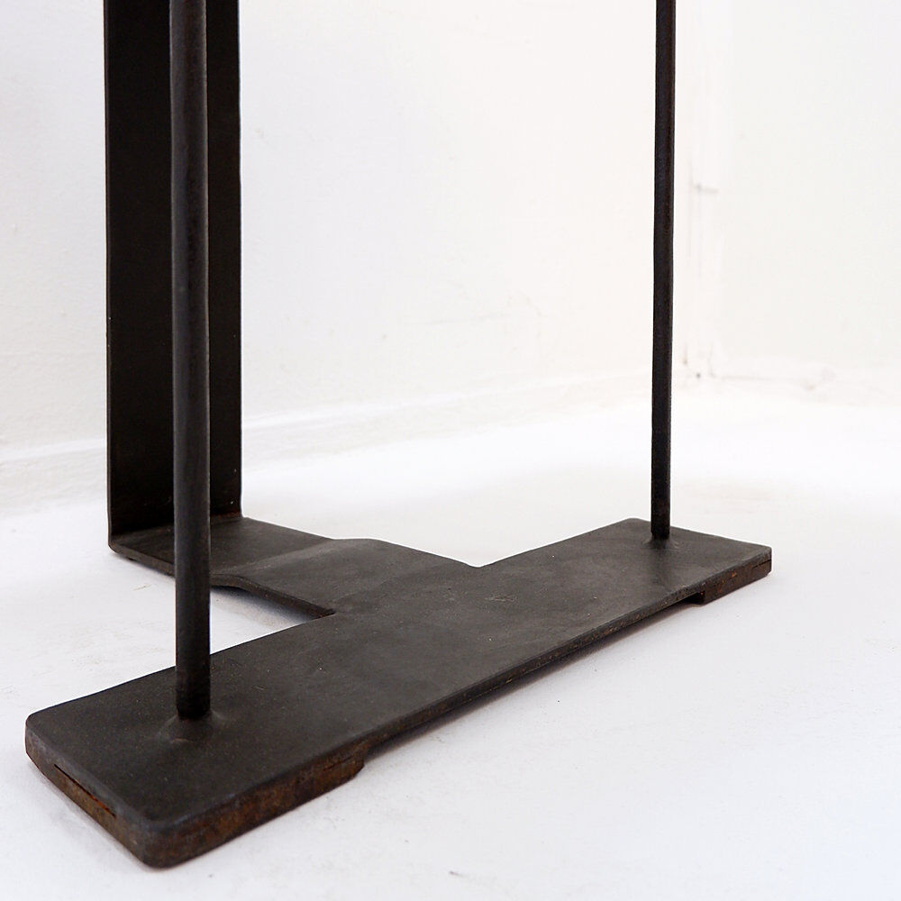 Vintage wooden and metal stool in the style of the "T" model by Pierre Chareau.
