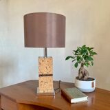 Pied de table vintage chrome et liège seventies