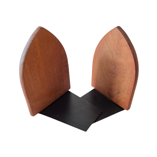 Set of 2 Danish teak bookends