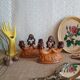 Pair of double barbotine candlesticks - vintage
