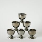 Set of 6 stainless steel egg cups, Design, 1970