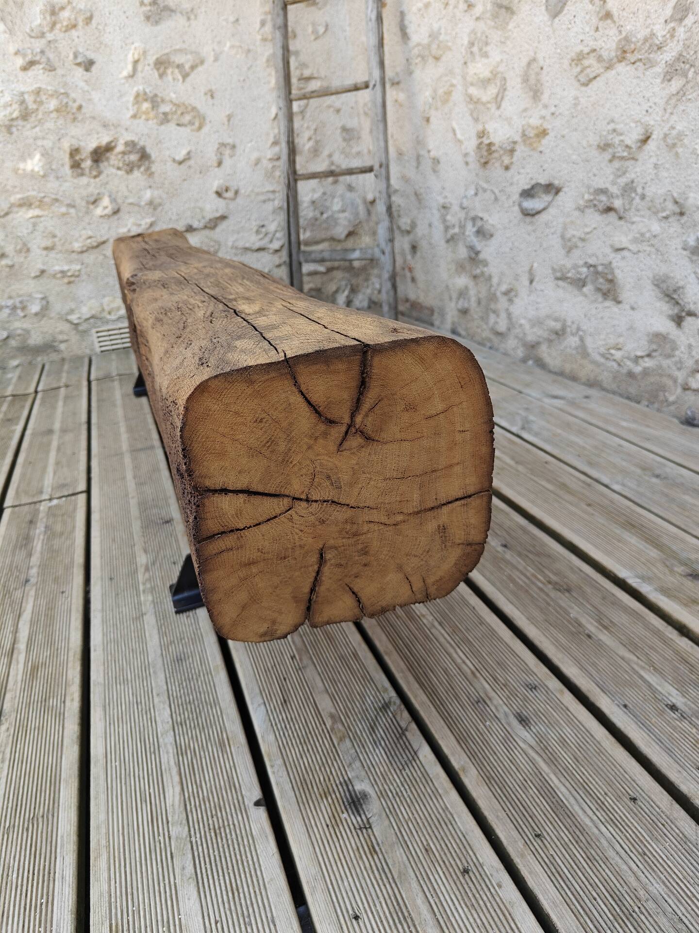 Brutalist oak bench