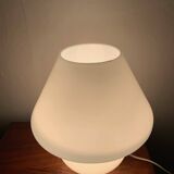Lampe champignon en verre blanc, 1980