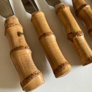 Set de 6 couteaux de table 1960 riviera manche bambou