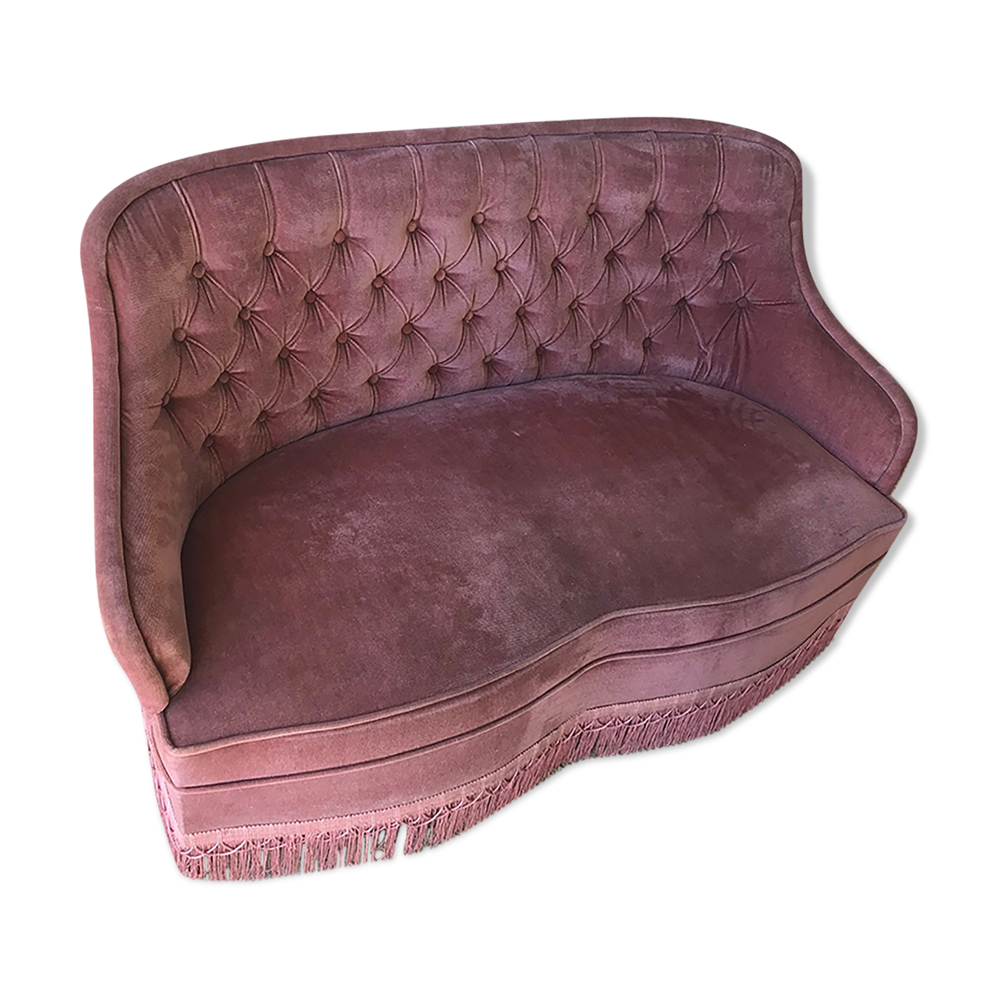 Pink vintage velvet sofa